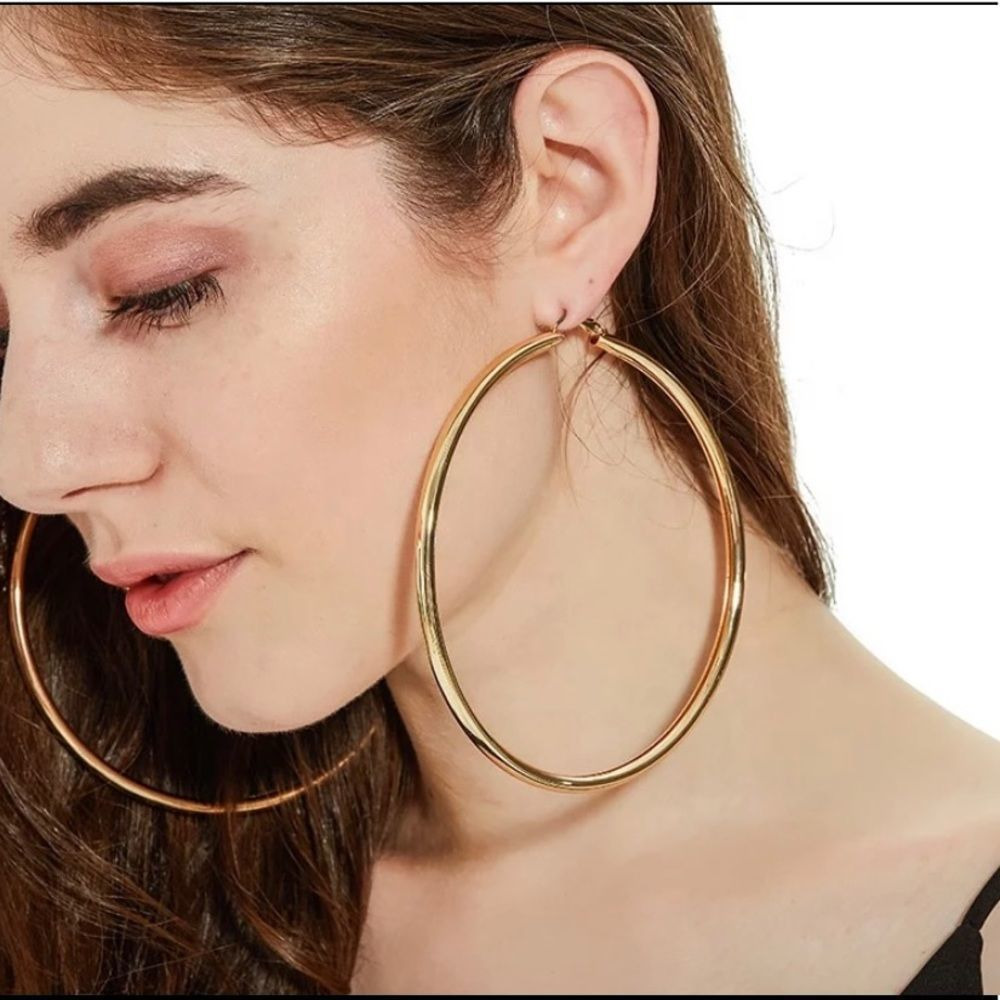 Gold Exaggerated 110mm Hoop Earrings